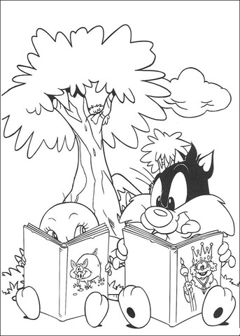 Sylvester Wants To Eat Tweety  Coloring Page